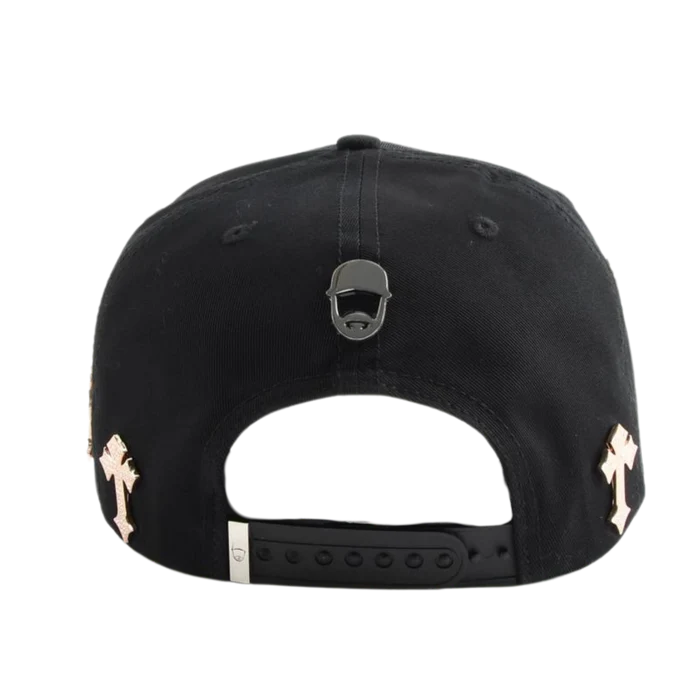 panel trasero gorra b cross 24k rose gold con pin metlico