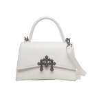 vista frontal de bolsa 003 blanca en piel de la linea barbas hats
