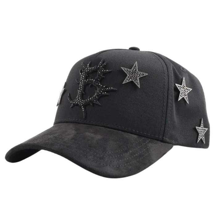 gorra barbas hats dark nebula con bordado 3d y pines metalicos