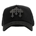 vista frontal de la gorra chrome blackout de barbas hats