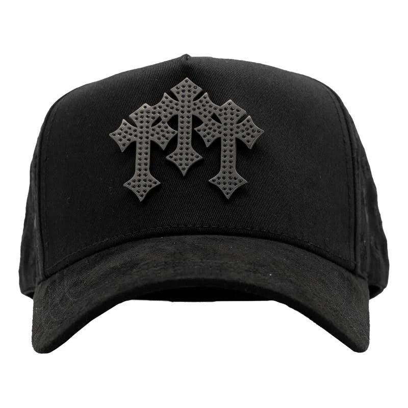vista frontal de la gorra chrome blackout de barbas hats