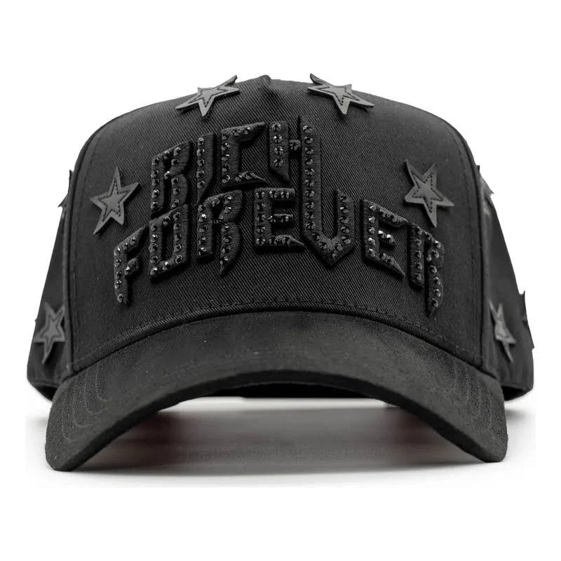 vista frontal gorra rich forever con estrellas barbas hats