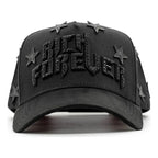 vista frontal gorra rich forever con estrellas barbas hats