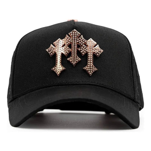 vista frontal gorra chrome rose gold pin 24k